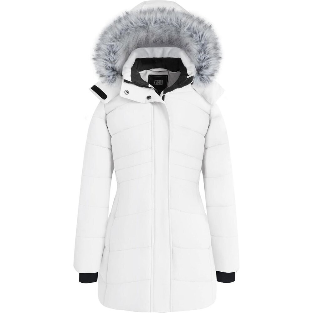 Women's White Winter Coat Waterproof Warm Puffer Jacket Long Parka